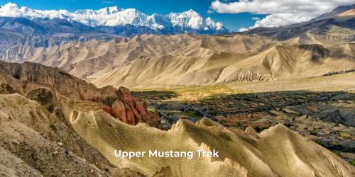 "Upper Mustang Trek with desert landscapes, Tibetan culture, ancient monasteries, Lo Man thang, and unique Himalayan scenery."