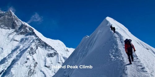 "Island Peak Climb with glacier routes, alpine climbing, Everest region scenery, and breathtaking Himalayan views."