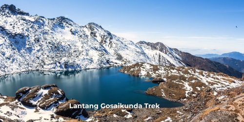 "Langtang Gosaikunda Trek with sacred lakes, Himalayan scenery, Tamang culture, mountain trails, and alpine landscapes."