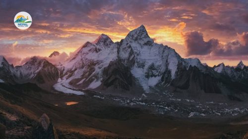 Everest Region Range During Sunset