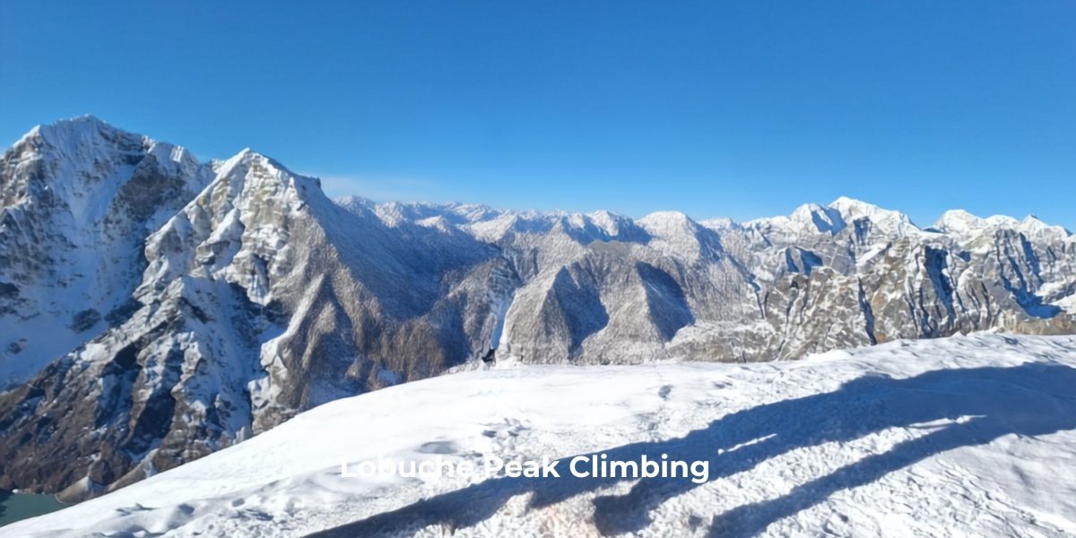 "Lobuche Peak Climb with glacier climbing, Everest region adventure, technical routes, and breathtaking Himalayan panoramas."